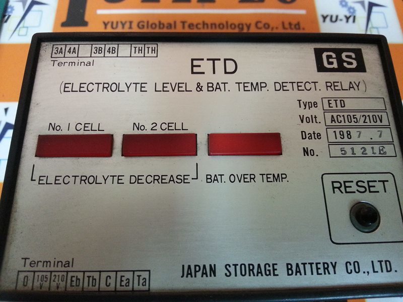 JAPAN STORAGE BATTERY GS ETD ELECTROLYTE LEVEL RELAY - PLC DCS SERVO  Control MOTOR POWER SUPPLY IPC ROBOT